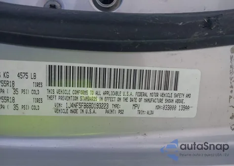 2011 Jeep Compass Limited z USA, uszkodzony, nr VIN 1J4NF5FB6BD193223